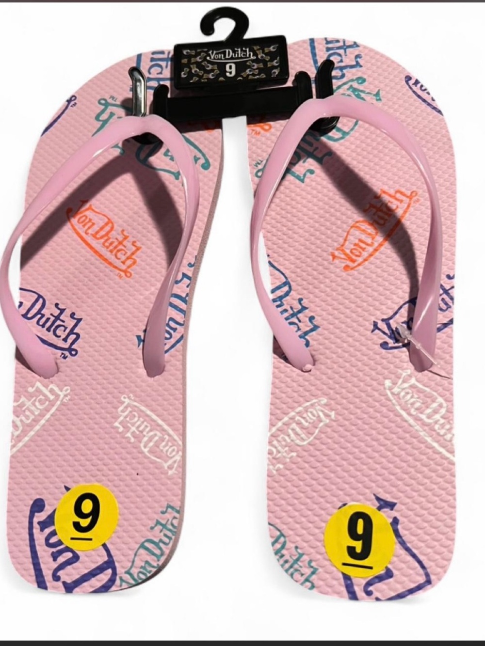 Von Dutch Women’s Pink Purple Y2K Flip Flop Sandals Size 9
